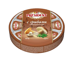 Изображение Prezident Plavlennyy Syr S Gribami 140gr 45%
